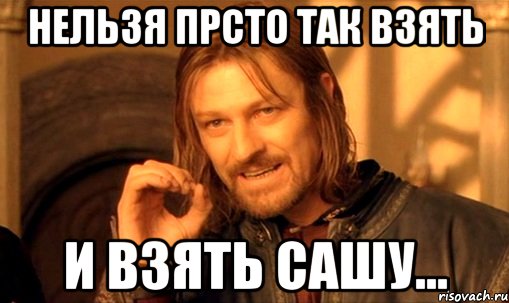 нельзя прсто так взять и взять сашу..., Мем Нельзя просто так взять и (Боромир мем)