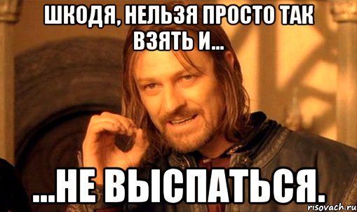 шкодя, нельзя просто так взять и... ...не выспаться., Мем Нельзя просто так взять и (Боромир мем)