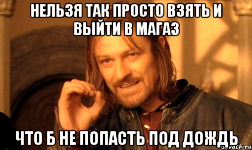 нельзя так просто взять и выйти в магаз что б не попасть под дождь, Мем Нельзя просто так взять и (Боромир мем)