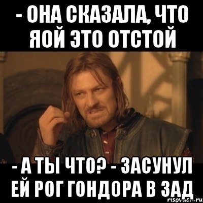 - она сказала, что яой это отстой - а ты что? - засунул ей рог гондора в зад, Мем Нельзя просто взять