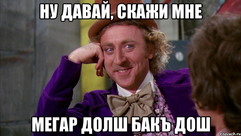 ну давай, cкажи мне мегар долш бакъ дош, Мем Ну давай расскажи (Вилли Вонка)