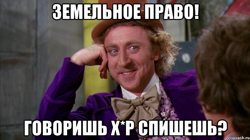 земельное право! говоришь х*р спишешь?, Мем Ну давай расскажи (Вилли Вонка)