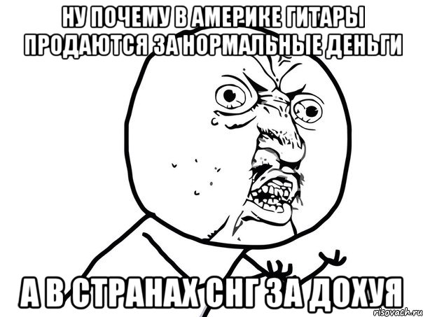 ну почему в америке гитары продаются за нормальные деньги а в странах снг за дохуя, Мем Ну почему (белый фон)