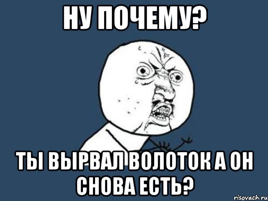 ну почему? ты вырвал волоток а он снова есть?, Мем Ну почему