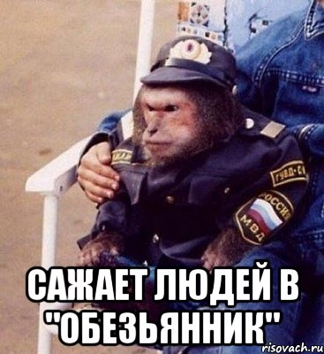  сажает людей в "обезьянник", Мем Обез