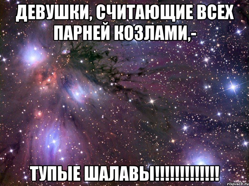 девушки, считающие всех парней козлами,- тупые шалавы!!!