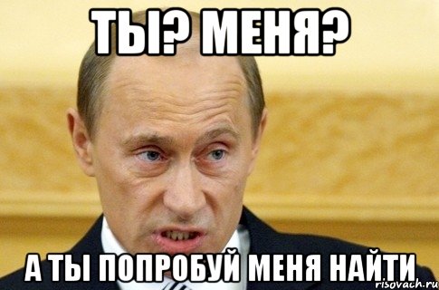 ты? меня? а ты попробуй меня найти, Мем путин