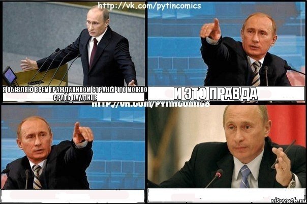 я обевляю всем гражданином страны что можно срать на улице и это правда  , Комикс Путин