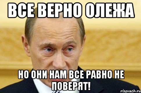 все верно олежа но они нам все равно не поверят!, Мем путин