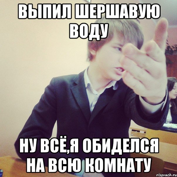 выпил шершавую воду ну всё,я обиделся на всю комнату, Мем rr