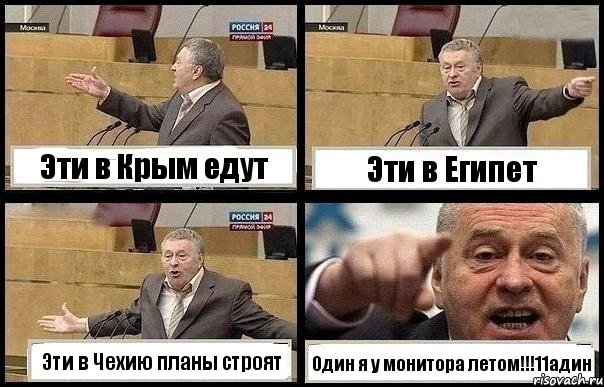 Эти в Крым едут Эти в Египет Эти в Чехию планы строят Один я у монитора летом!!!11адин
