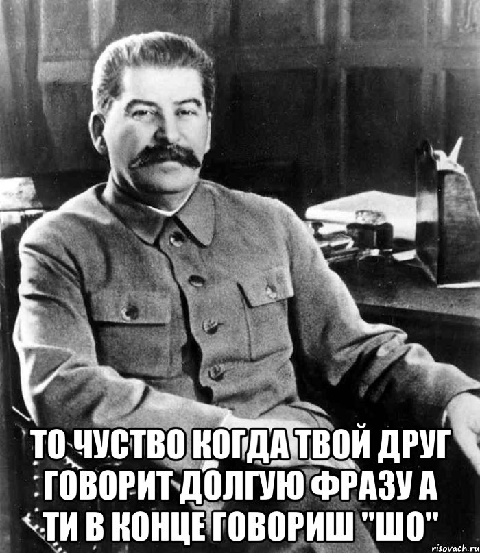  то чуство когда твой друг говорит долгую фразу а ти в конце говориш "шо", Мем  иосиф сталин