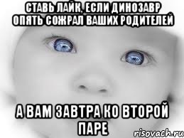 ставь лайк, если динозавр опять сожрал ваших родителей а вам завтра ко второй паре, Мем мальчик