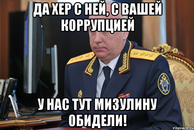 да хер с ней, с вашей коррупцией у нас тут мизулину обидели!, Мем Типичный Бастрыкин