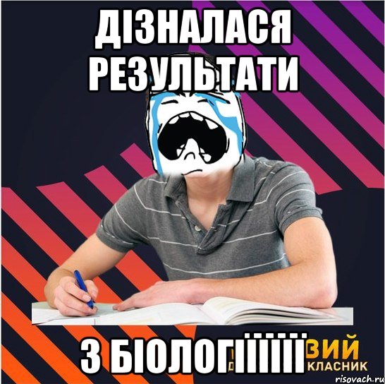 дізналася результати з біологіїїїїї, Мем Типовий одинадцятикласник