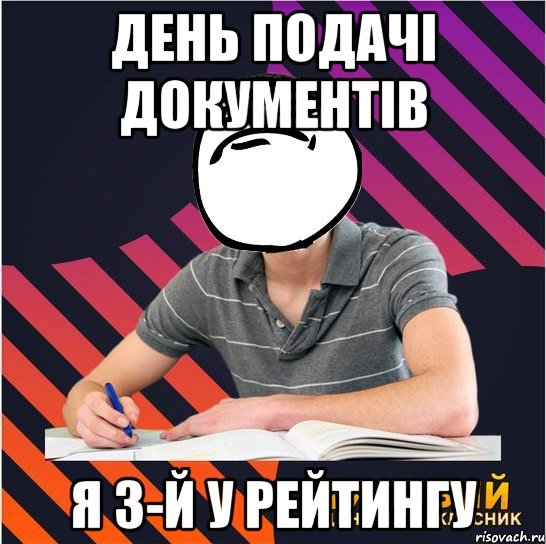 день подачі документів я 3-й у рейтингу, Мем Типовий одинадцятикласник