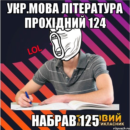 укр.мова література прохідний 124 набрав 125, Мем Типовий одинадцятикласник