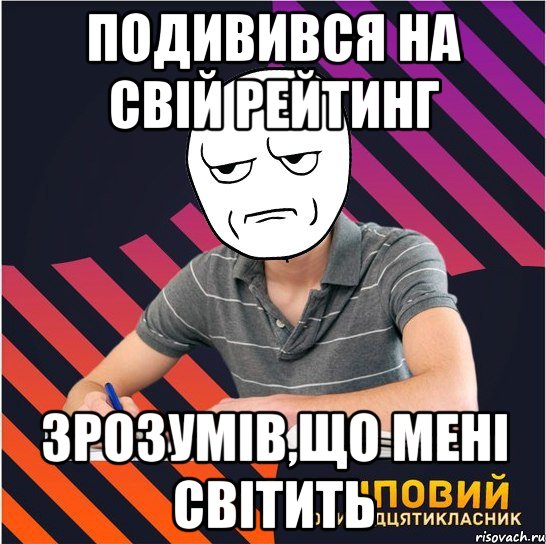 подивився на свій рейтинг зрозумів,що мені світить