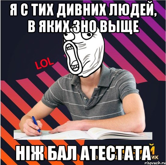 я с тих дивних людей, в яких зно выще ніж бал атестата, Мем Типовий одинадцятикласник