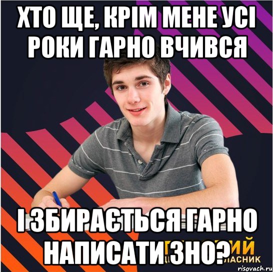 хто ще, крім мене усі роки гарно вчився і збирається гарно написати зно?, Мем Типовий одинадцятикласник