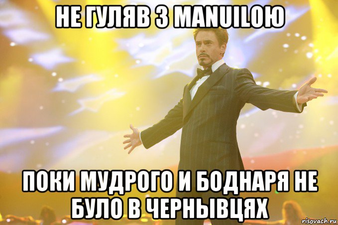 не гуляв з manuilою поки мудрого и боднаря не було в чернывцях, Мем Тони Старк (Роберт Дауни младший)