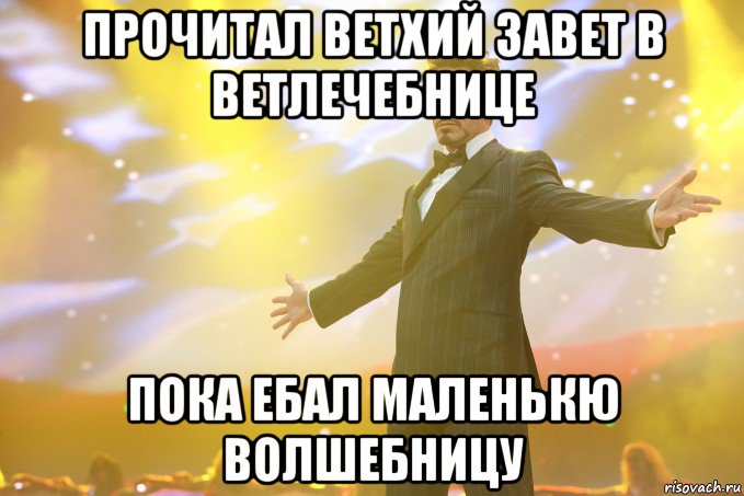 прочитал ветхий завет в ветлечебнице пока ебал маленькю волшебницу