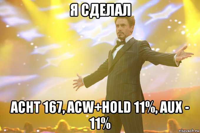 я сделал acht 167, acw+hold 11%, aux - 11%, Мем Тони Старк (Роберт Дауни младший)