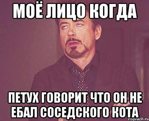 моё лицо когда петух говорит что он не ебал соседского кота, Мем твое выражение лица