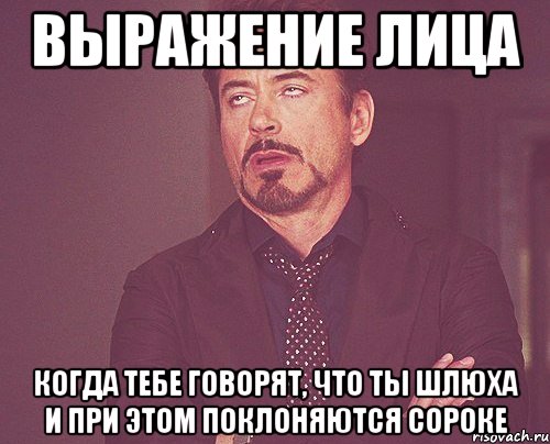 выражение лица когда тебе говорят, что ты шлюха и при этом поклоняются сороке, Мем твое выражение лица