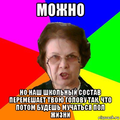 можно но наш школьный состав перемешает твою голову так, что потом будешь мучаться пол жизни, Мем Типичная училка