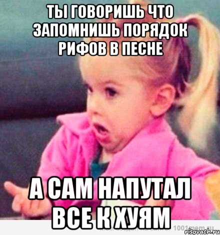 ты говоришь что запомнишь порядок рифов в песне а сам напутал все к хуям, Мем  Ты говоришь (девочка возмущается)