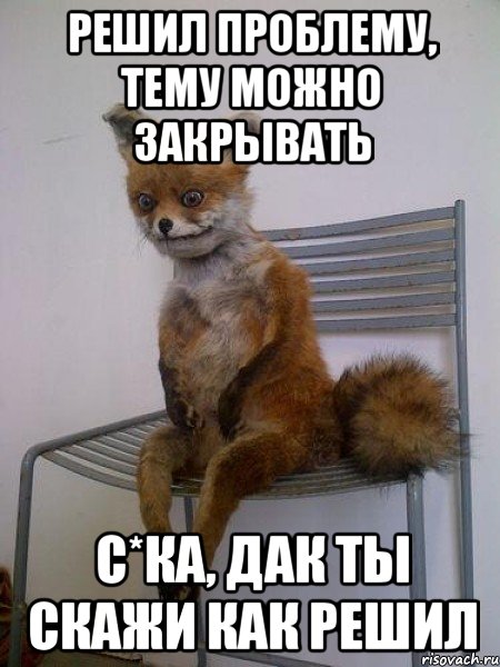 решил проблему, тему можно закрывать с*ка, дак ты скажи как решил, Мем Упоротая лиса