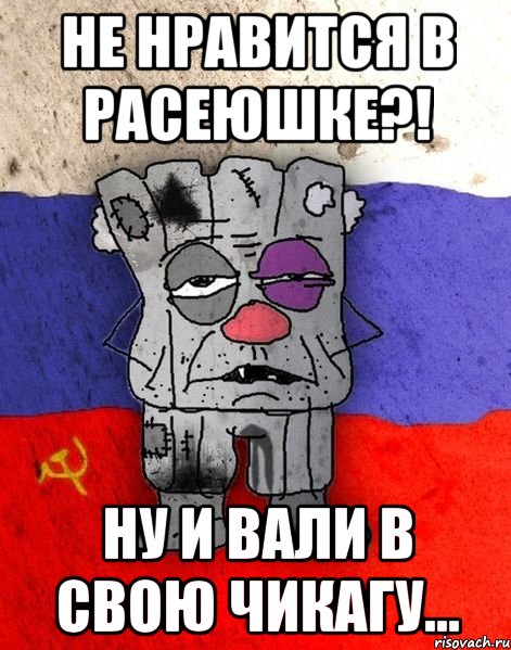 не нравится в расеюшке?! ну и вали в свою чикагу..., Мем Ватник