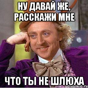 ну давай же, расскажи мне что ты не шлюха, Мем Ну давай расскажи (Вилли Вонка)