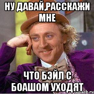 ну давай,расскажи мне что бэйл с боашом уходят, Мем Ну давай расскажи (Вилли Вонка)
