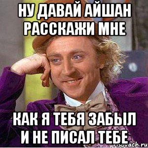 ну давай айшан расскажи мне как я тебя забыл и не писал тебе, Мем Ну давай расскажи (Вилли Вонка)