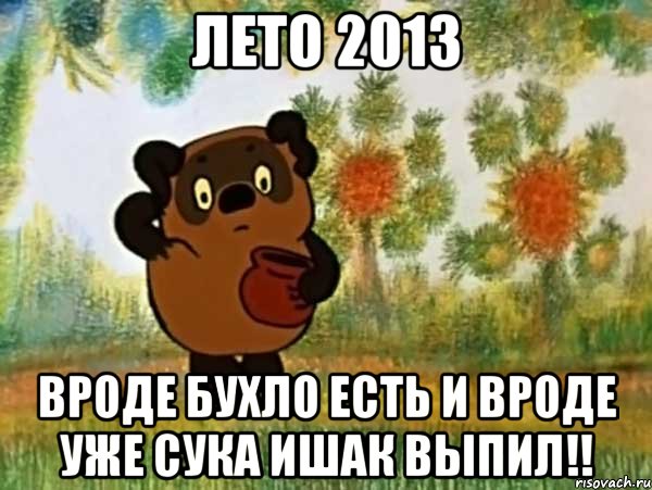 лето 2013 вроде бухло есть и вроде уже сука ишак выпил!!, Мем Винни пух чешет затылок