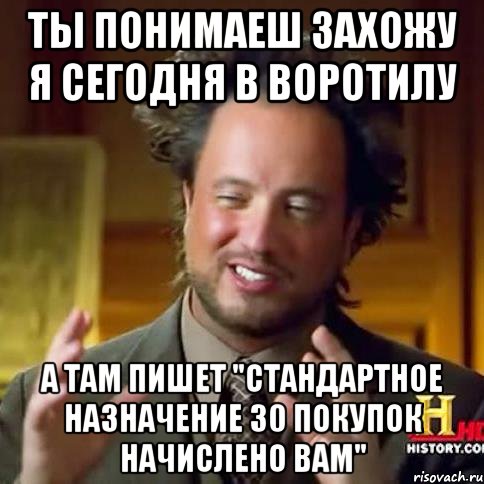 ты понимаеш захожу я сегодня в воротилу а там пишет "стандартное назначение 30 покупок начислено вам", Мем восп