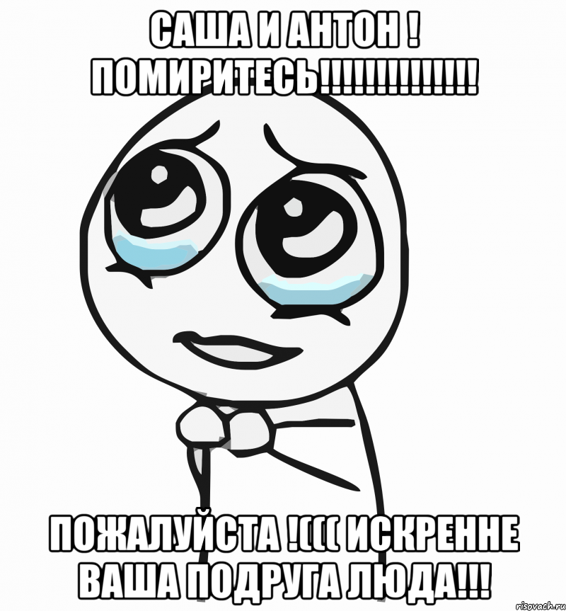 саша и антон ! помиритесь!!! пожалуйста !((( искренне ваша подруга люда!!!, Мем  ну пожалуйста (please)