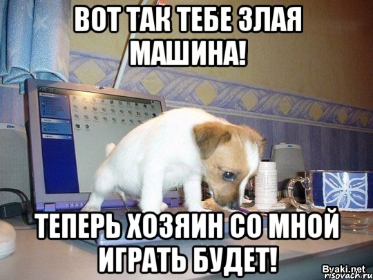 вот так тебе злая машина! теперь хозяин со мной играть будет!, Мем ы