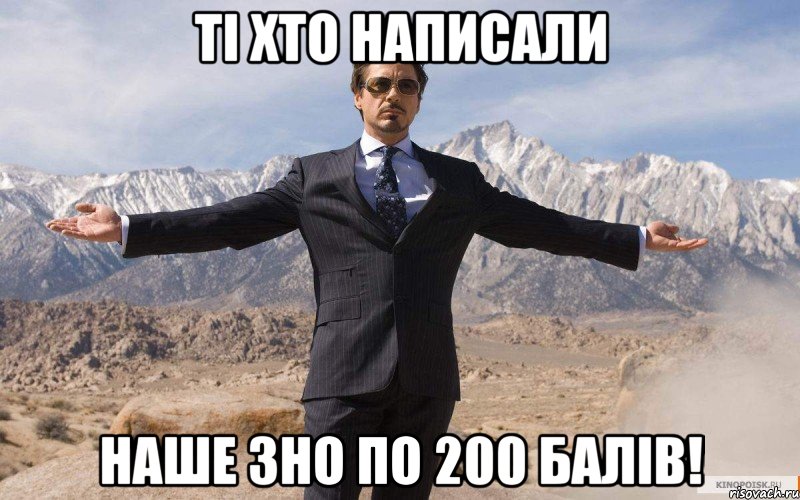 ті хто написали наше зно по 200 балів!, Мем железный человек