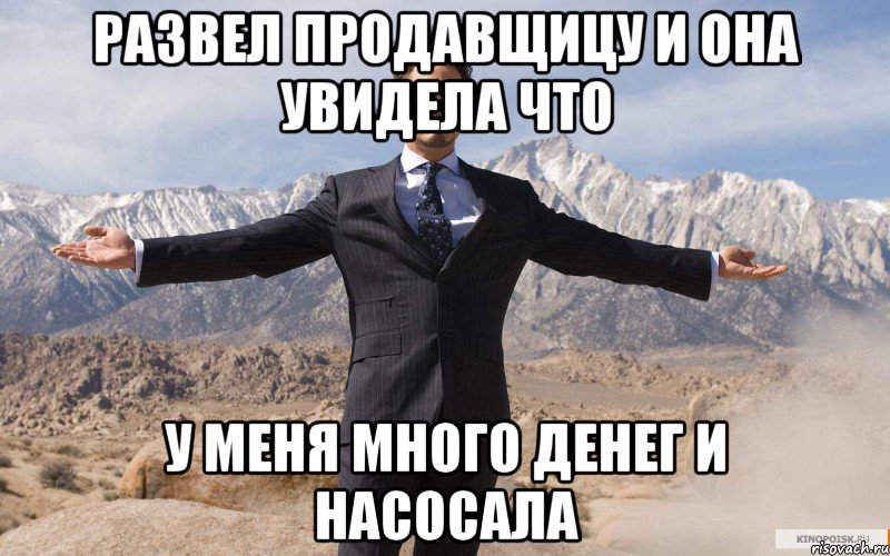 развел продавщицу и она увидела что у меня много денег и насосала, Мем железный человек