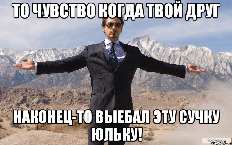 то чувство когда твой друг наконец-то выебал эту сучку юльку!, Мем железный человек