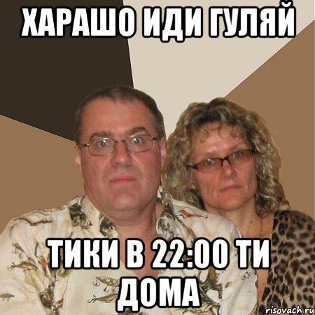 харашо иди гуляй тики в 22:00 ти дома