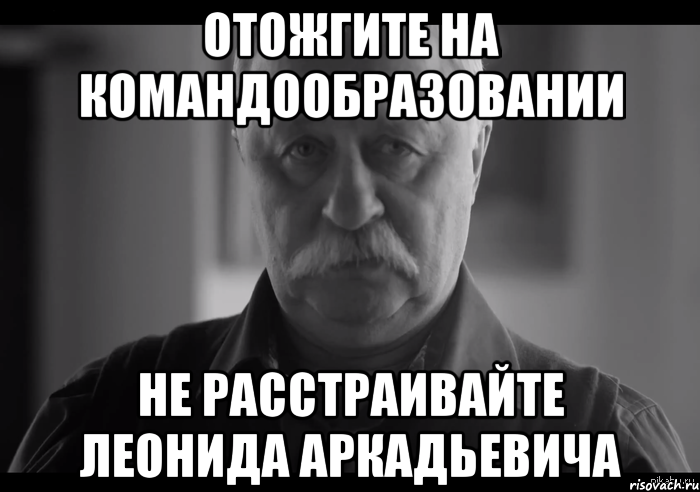 отожгите на командообразовании не расстраивайте леонида аркадьевича, Мем Не огорчай Леонида Аркадьевича