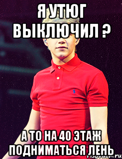 я утюг выключил ? а то на 40 этаж подниматься лень, Мем 1D Nail Horan