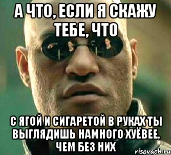 а что, если я скажу тебе, что с ягой и сигаретой в руках ты выглядишь намного хуёвее, чем без них, Мем  а что если я скажу тебе