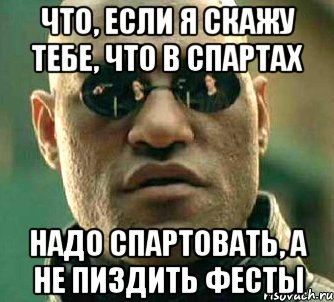 что, если я скажу тебе, что в спартах надо спартовать, а не пиздить фесты, Мем  а что если я скажу тебе