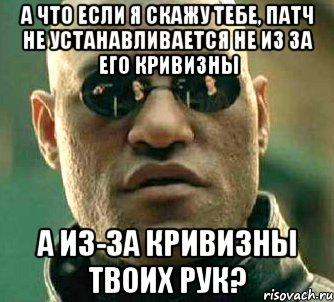 а что если я скажу тебе, патч не устанавливается не из за его кривизны а из-за кривизны твоих рук?, Мем  а что если я скажу тебе