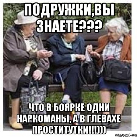 подружки,вы знаете??? что в боярке одни наркоманы, а в глевахе проститутки!!!))), Мем Бабушки